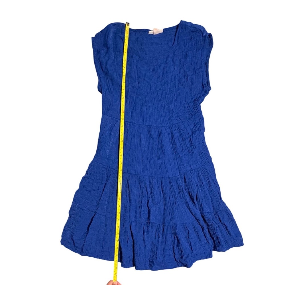 Knox Rose Womens Royal Blue Crinkle Textured Tiered Mini Dress Sleeveless Size S - Picture 4 of 8